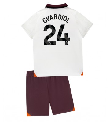 Manchester City Josko Gvardiol #24 Borta Kläder Barn 2023-24 Kortärmad (+ Korta byxor)